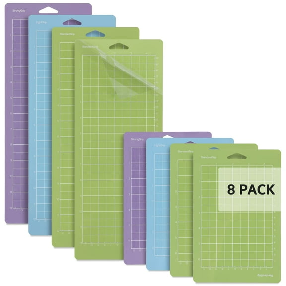 8 Pack Cutting Mat for Cricut, 12" x 12" & 12" x 24" (StandardGrip, StrongGrip, LightGrip), Adhesive Cutting Mats Accessories for Cricut Machine