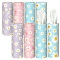 thumbnail image 1 of 8 Pack Daisy Car Tissue Holder, Car Tissues Cylinder with 3-Ply Facial Tissues Bulk, Travel Tissues Boxes for Car Cup Holder, Round Tube Tissue Container, 1 of 7