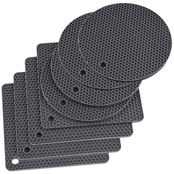 8 Pack Dark Gray Silicone Mats, Pot Pads Silicone Pot Holders for Heat , Anti , Easy To Wash and Dry