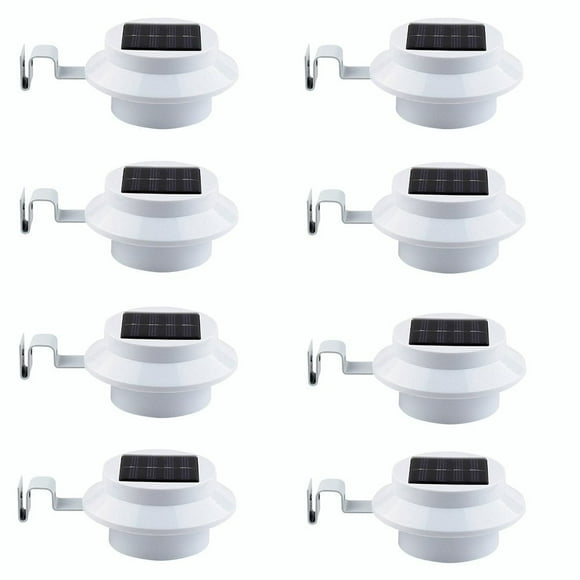 8 Pack Deal Outdoor Solar Gutter LED Lights - White Sun Power Smart Solar Gutter Night Utility Security Light