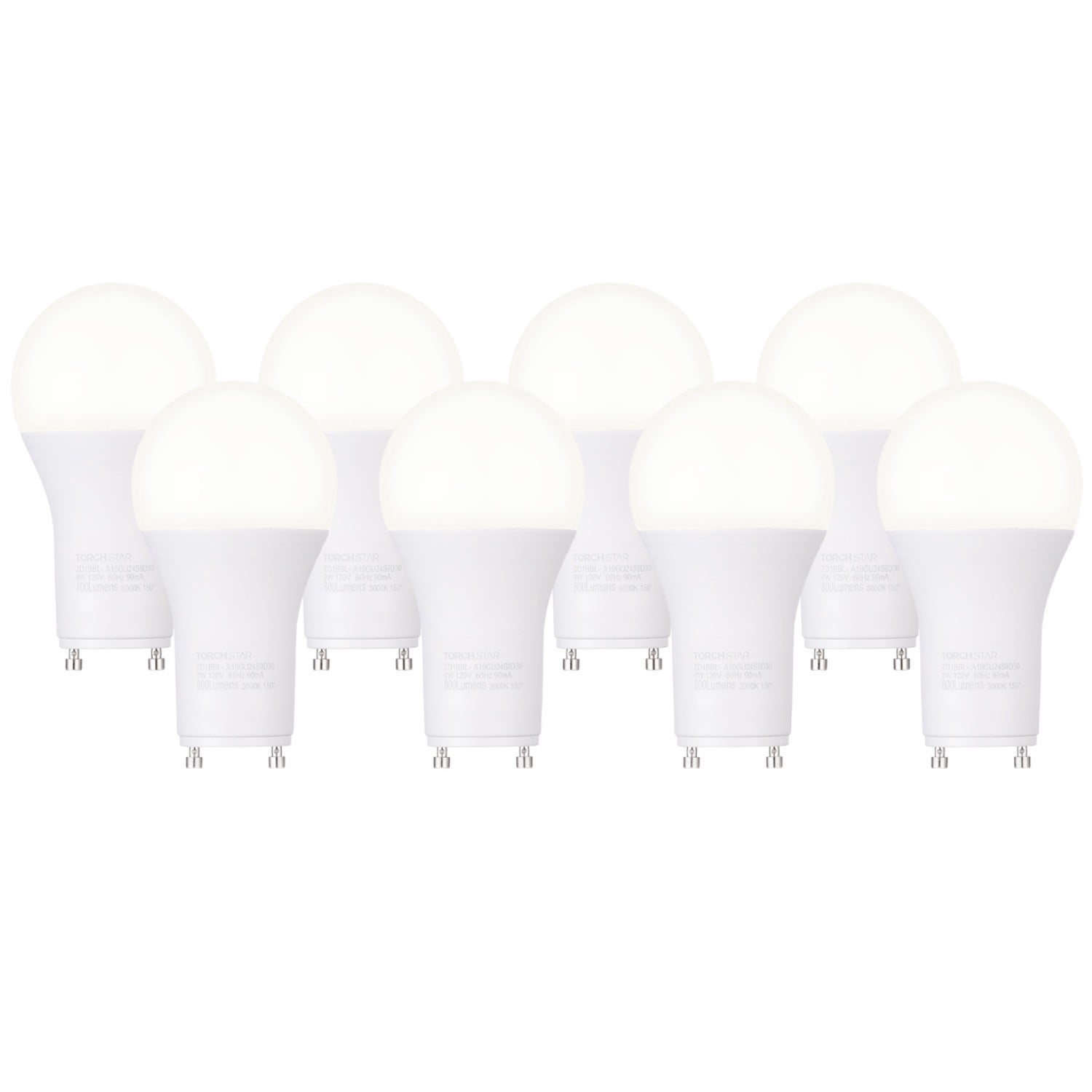 8 Pack Dimmable GU24 Base A19 Light Bulb, 9W LED Bulb, 60W Equivalent ...