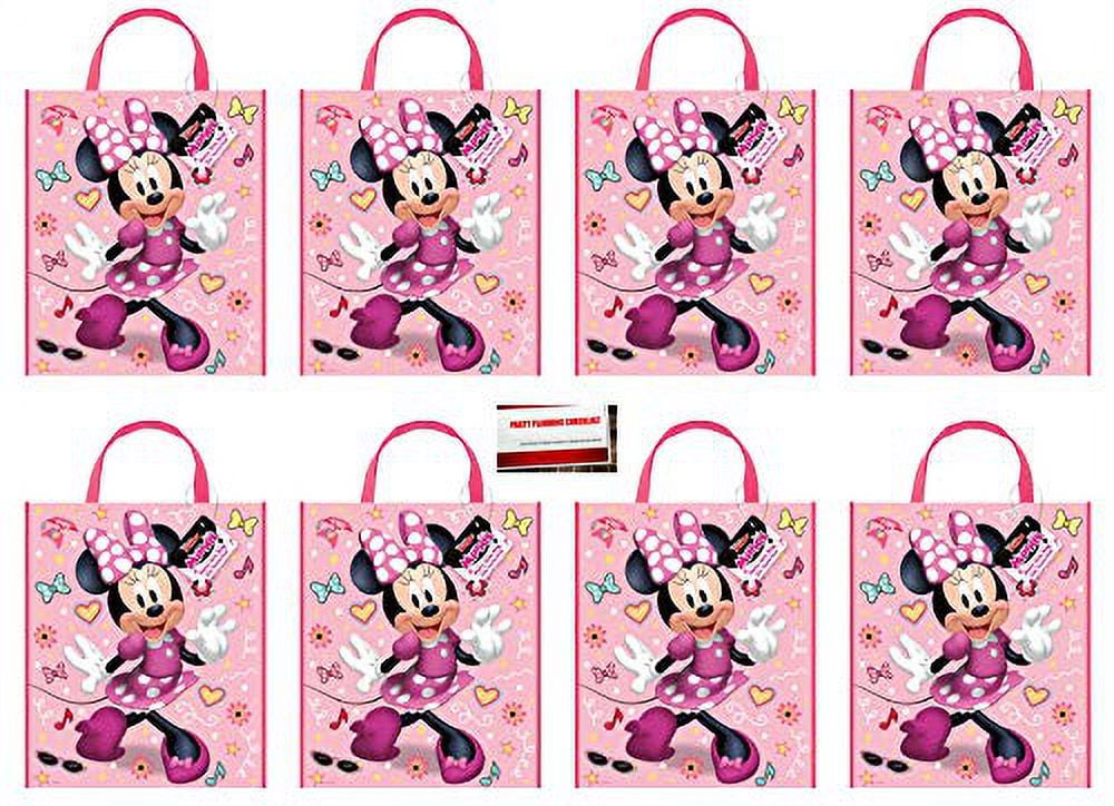 8 Pack Disney Minnie Mouse Large Plastic Goodie Tote Loot Bags, 13 x 11
