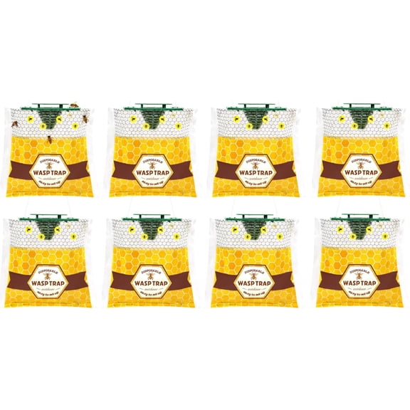8 Pack Disposable Wasp Traps Outdoor Hanging Carpenter Bee Traps for Outside Yellow Jackets Trap Hornet Trap Wasp Killer Bug Flies Garden