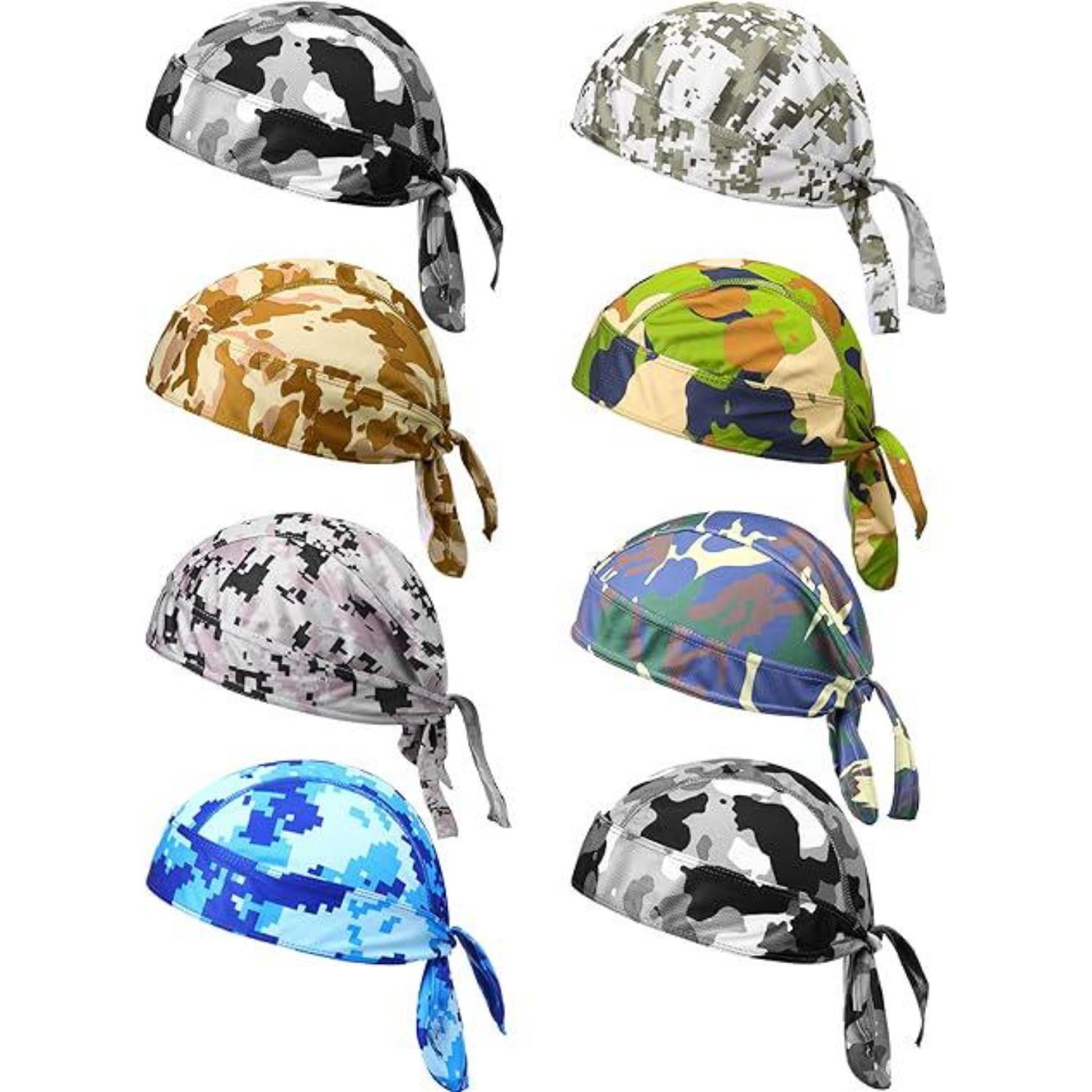 8 Pack Do Rag Skull Caps for Men Sweat Wicking Doo Rags Cooling Helmet ...