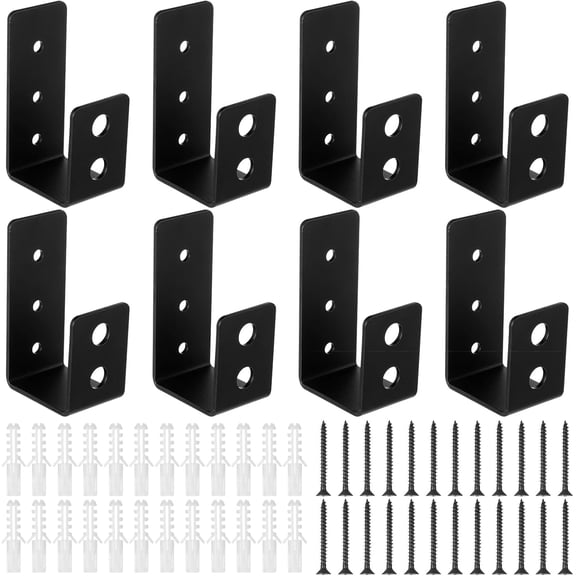 8 Pack Door Barricade Brackets, Open Bar Holder U Bracket with Screws and Anchors, Heavy Duty Security Holder Bracket Stopper Tool Hanger for Barn, Shed, Garage Doors, Fits 2x4 Boards