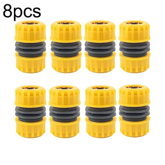 8 Pack Double Hose Connector For 1/2 Inch Garden Hoses, ABS Quick Repair Joint Fitting For 12-14mm ID 16-18mm OD Tubing, Water Pipe Extension Coupler For Irrigation And Car Washing(yellow)