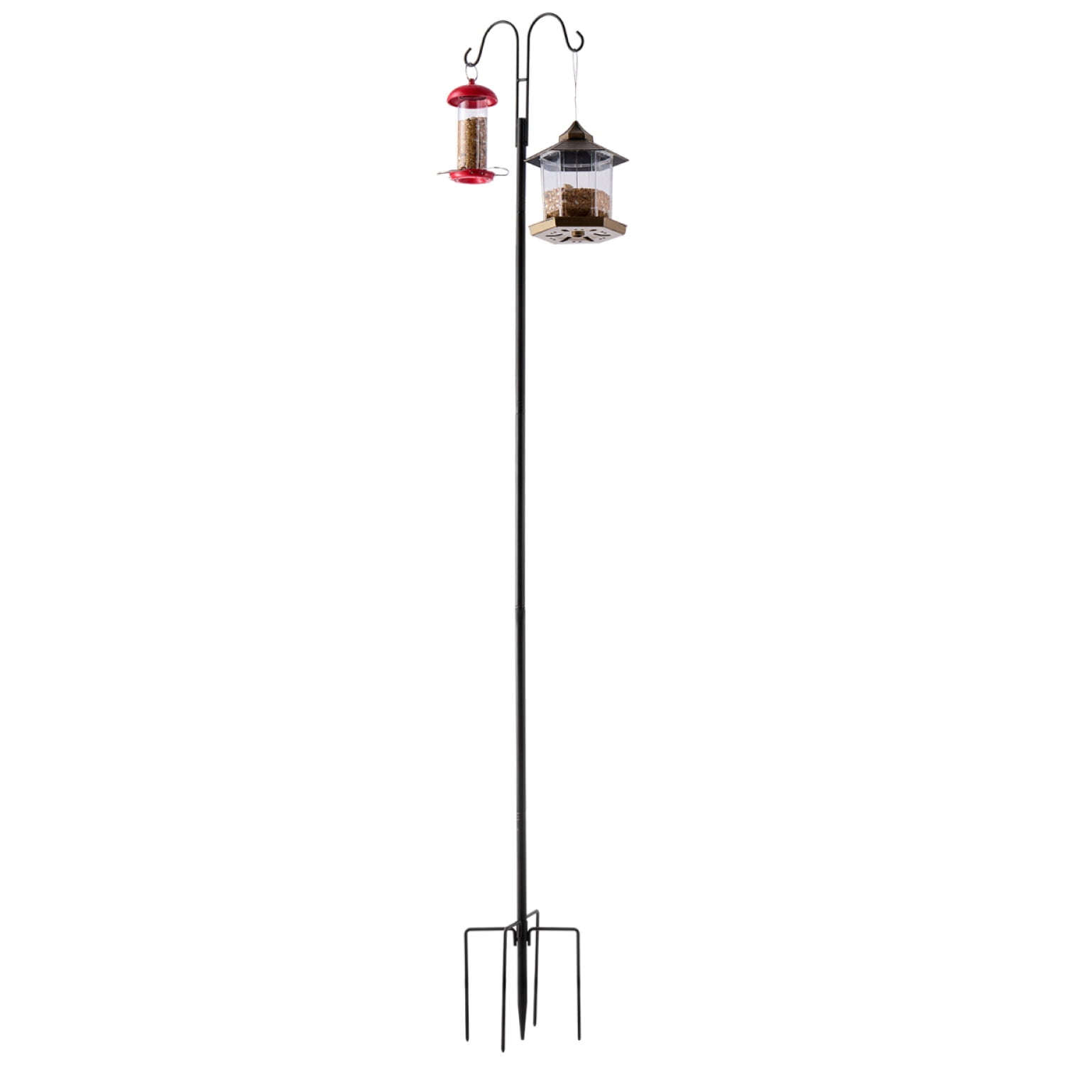 8 Pack Double Shepherds Hook 76 Inch Heavy Duty Steel Bird Feeder Pole Black Outdoor Garden Hanging Plant Hook