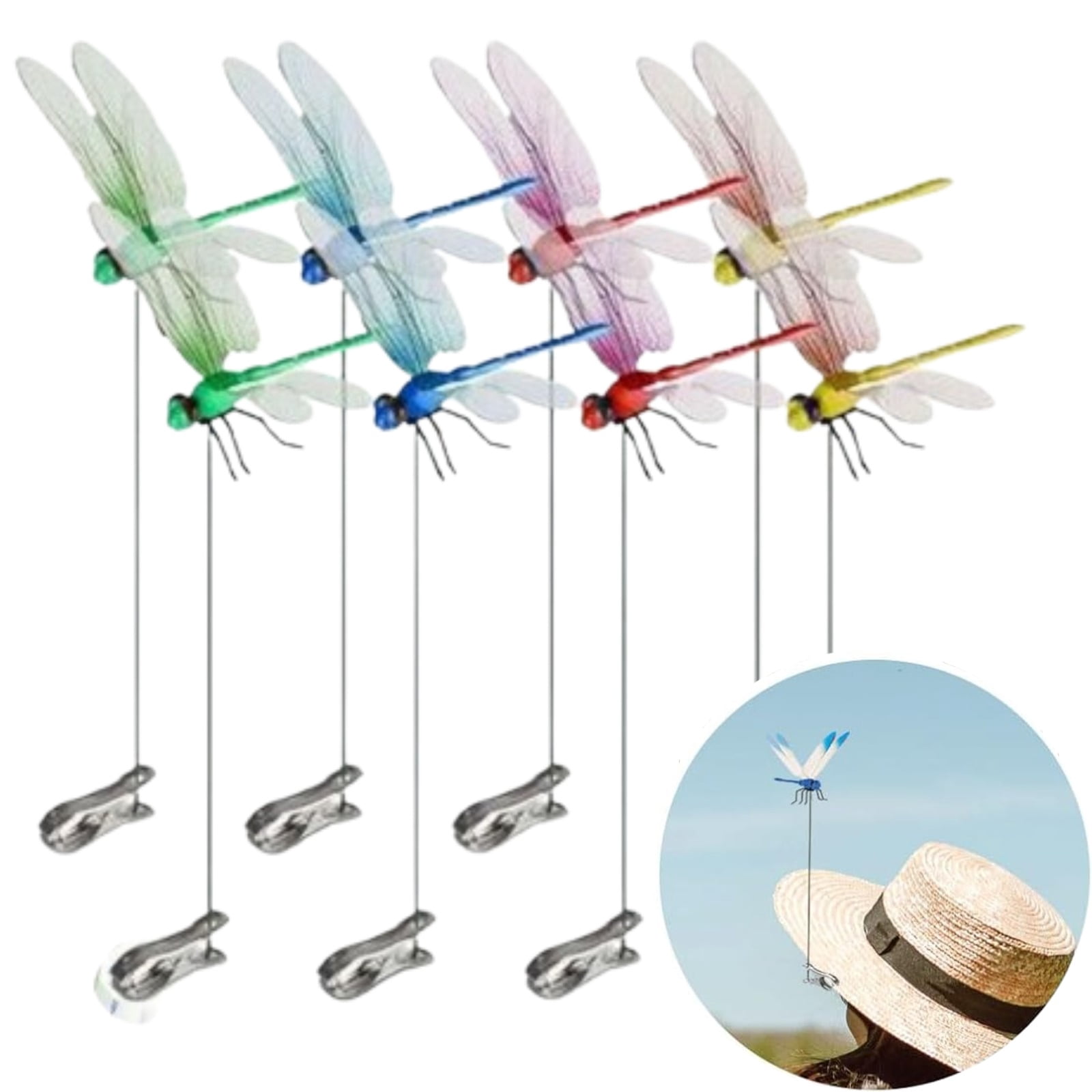 8 Pack Dragonfly Clip Bug Repellent - Realistic Fake Dragonfly Clips ...