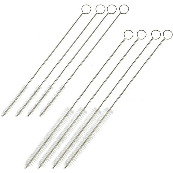 Juvale Stainless Steel Straw Cleaner Brush Set - Extra Thin Straw Cleaner, 2 mm Nylon Bristles - Bottle Brush Cleaner, Extended Reach - Water Bottle Cleaning & Smoothie Tube Tool - Pack of 8, 2 Sizes