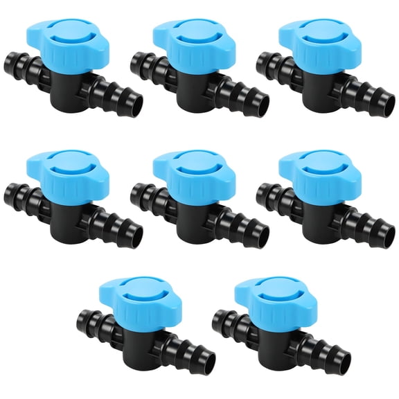 8 Pack Drip Irrigation 1/2 Inch Barbed Shut Off Valve, Drip Line 1/2" In-Line Ball Valve Parts for 1/2 Inch 16mm Drip Irrigation Tubing for Drip Sprinkler Systems