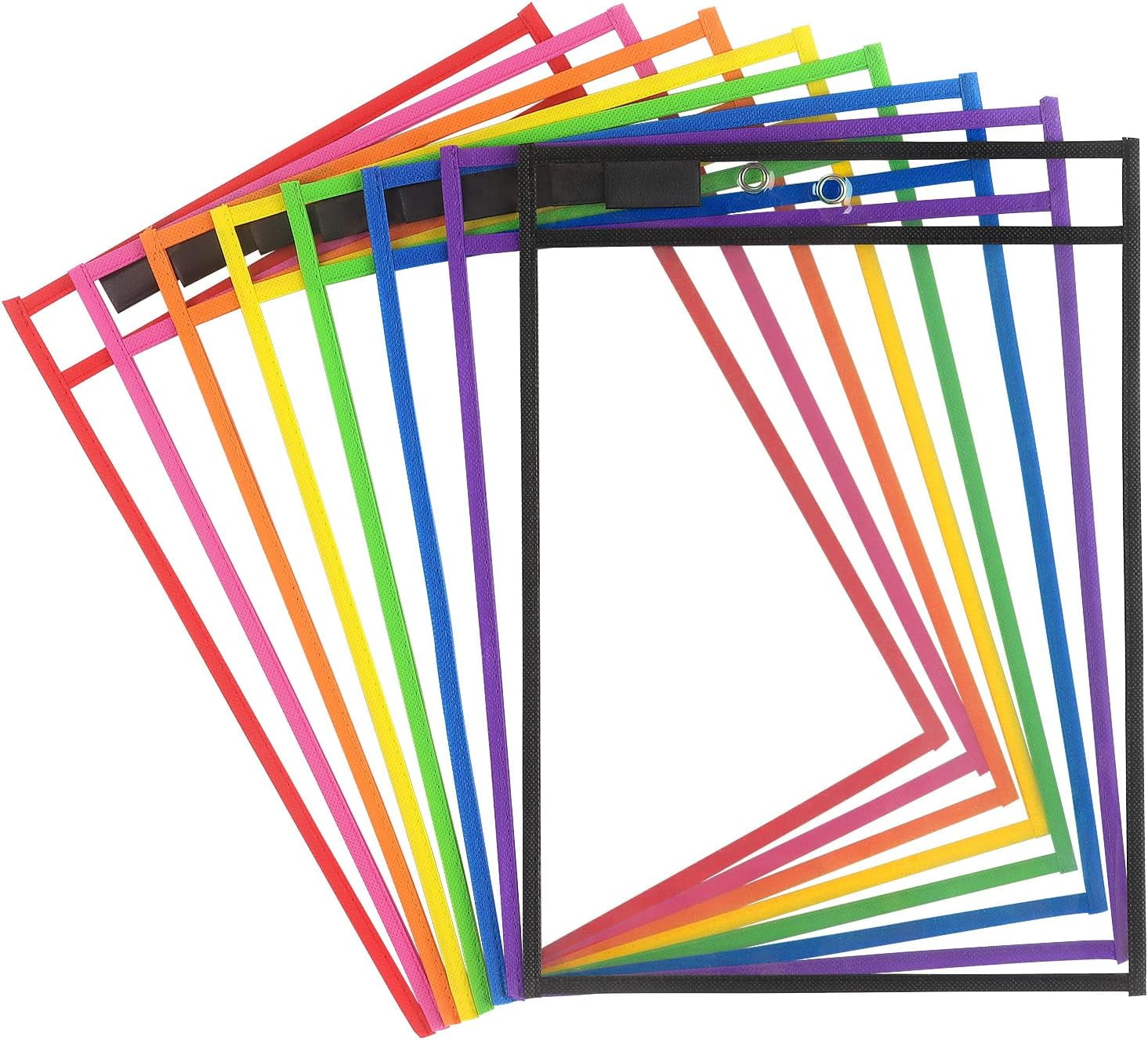 8 Pack Dry Erase Pockets Sleeves with Rings, 10 x 14 Inch Ticket ...