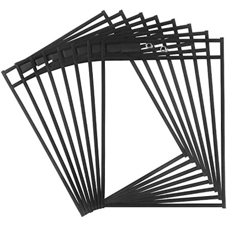 8 Pack Dry Erase Pockets Sleeves with Rings, 10 x 14 Inch Ticket Holders Clear Plastic Sheet Protectors for Teacher Classroom Supplies, Black