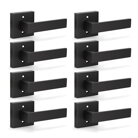 8 Pack DuDoor Handle Black Levers Interior Closet Knobs With Straight Heavy Duty Non-function Handles