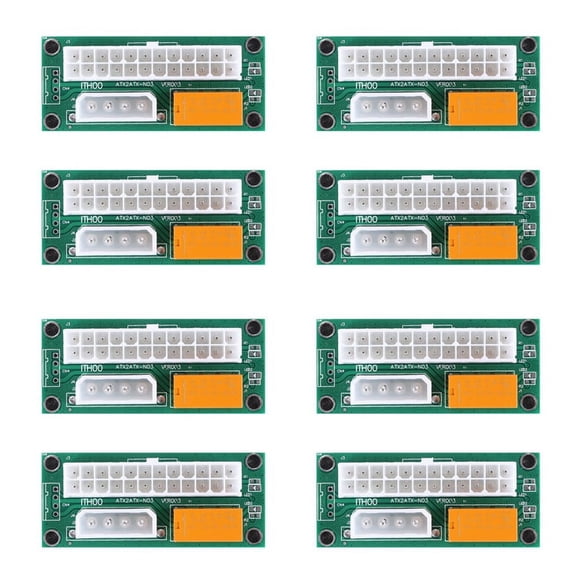 8 Pack Dual PSU Multiple Power Supply Adapter,Add2Psu ATX 24 Pin to Molex 4Pin Connector for BTC Miner,8 x Add2PSU Multiple Power Supply Adapter,Green