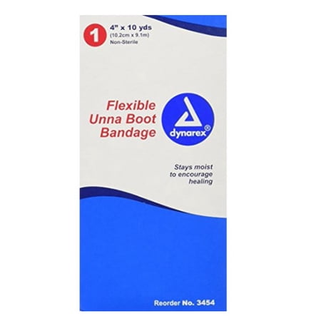 8 Pack Dynarex Unna Boot Flexible Non-Sterile Bandage 4 Inches x 10 Yards Each