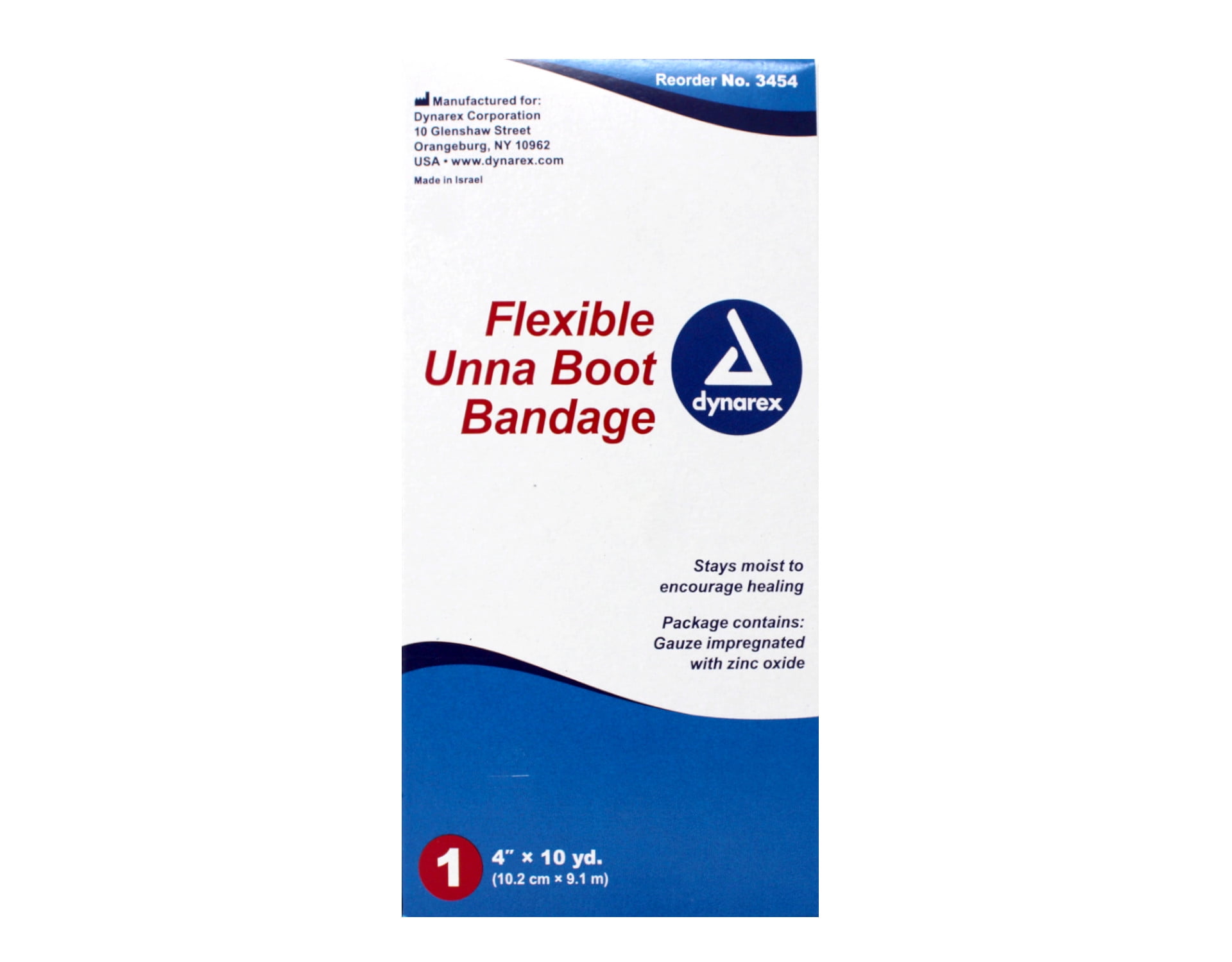 8 Pack Dynarex Unna Boot Flexible Non-Sterile Bandage 4 Inches x 10 Yards Each