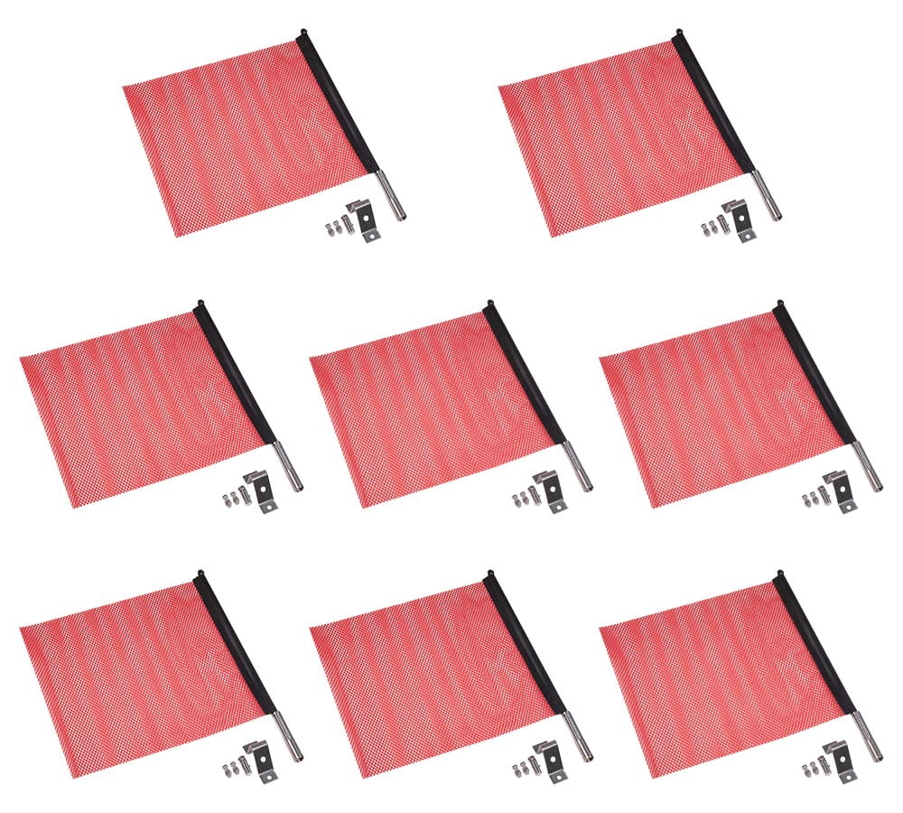 (8 Pack) EZ Mount Warning Flag Red 18" x 18" Spring Loaded Quick n Easy Disconnect