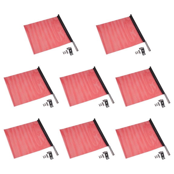 (8 Pack) EZ Mount Warning Flag Red 18" x 18" Spring Loaded Quick n Easy Disconnect