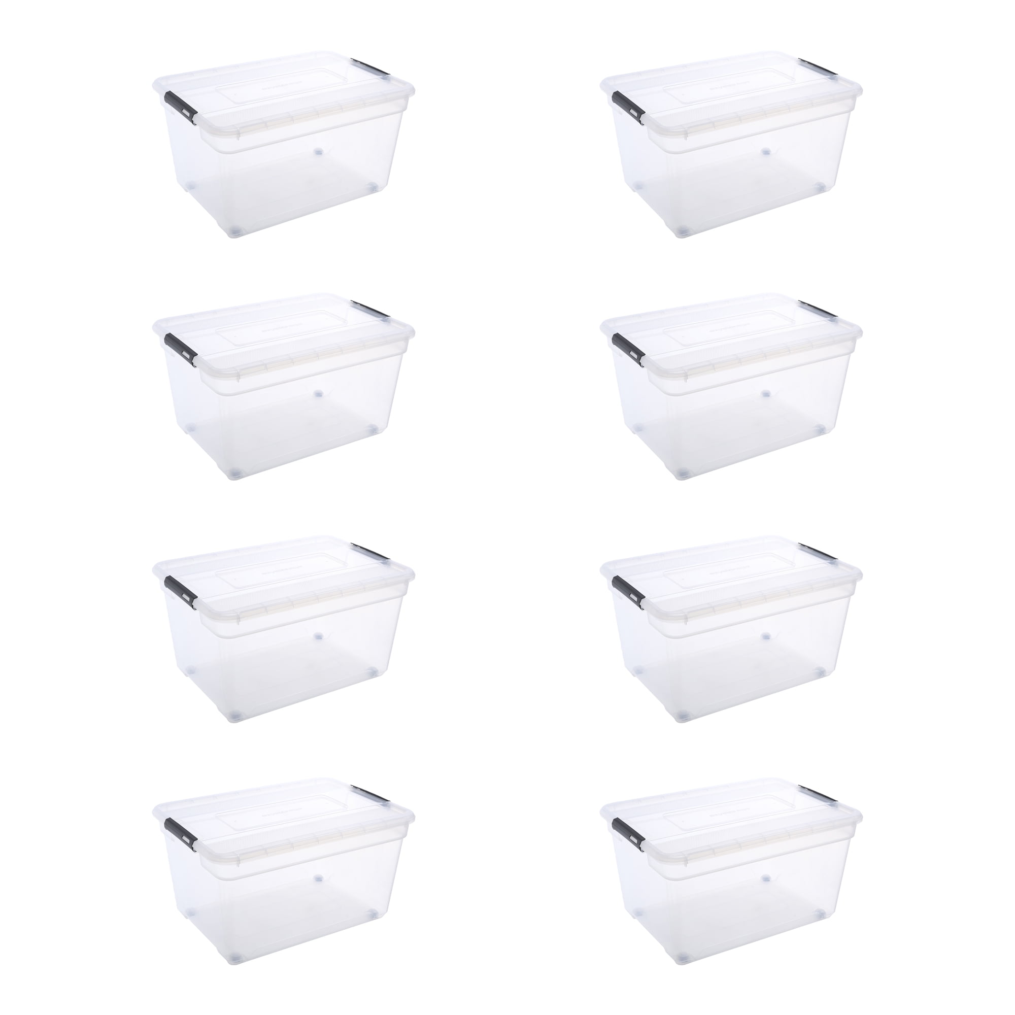 Ezy Storage 84.5 Qt Clear Plastic Tote, Latching Lid and Removable