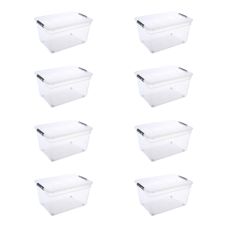 Ezy Storage 84.5 Qt Clear Plastic Tote, Latching Lid and Removable