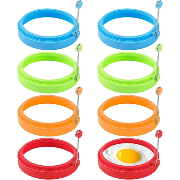 8 Pack Egg Ring, Silicone Round Egg Cooking Rings Non-Stick Frying Egg Maker Molds, 4inch/10cm Food Grade Egg Ring, Fit Fried Egg Or Pancake Rings, Multicolor