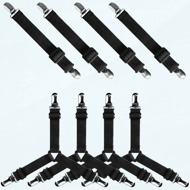 8 Pack Elastic Adjustable Bed Sheet Holder Straps Triangle Sheet