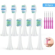 8 Pack Electric Toothbrush Replacement Heads for Adult, 2 Types Brush Heads,  5 Interdental Brushes