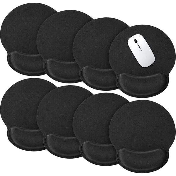 8 Pack Ergonomic Mouse Pad with Wrist Rest Support Gel Memory Foam Mousepad Comfortable Computer Pad for Pain Relief(Black)
