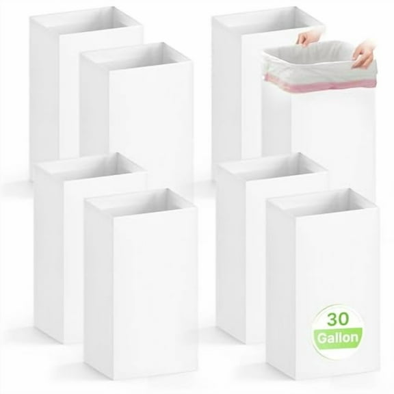 8 Pack Extra Large Disposable Trash Cans, Reusable Portable Garbage Can, 30 Gallon (30" H x 14" W x 14" D), Extra Thick Recycled Cardboard Portable Garbage Can and Recycling Bins,White$$Storage