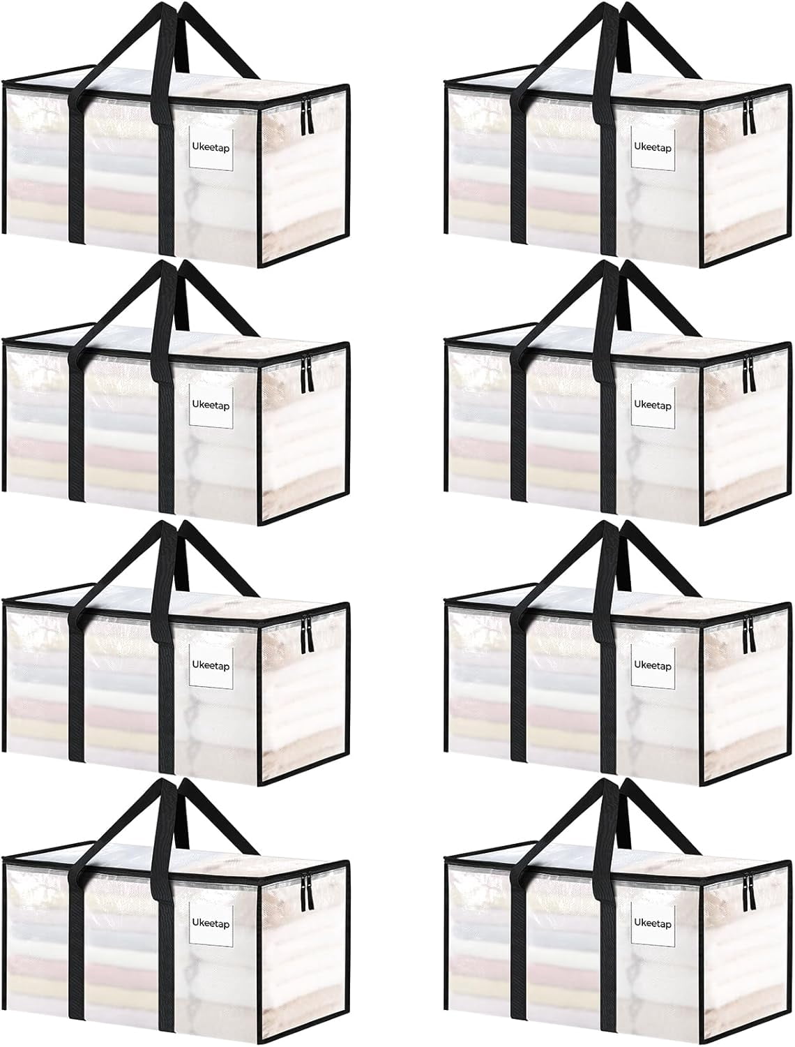 8 Pack Extra Large Heavy Duty Moving Bags, Clear Storage Bins with Lids ...