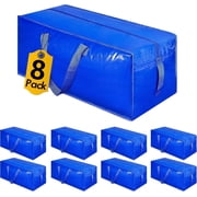 8-Pack Extra Large Heavy-Duty Moving Bags with Zippers & Handles, Space-Saving Storage Totes for Clothes, Dorms, Travel, and Packing Supplies – Durable Alternat