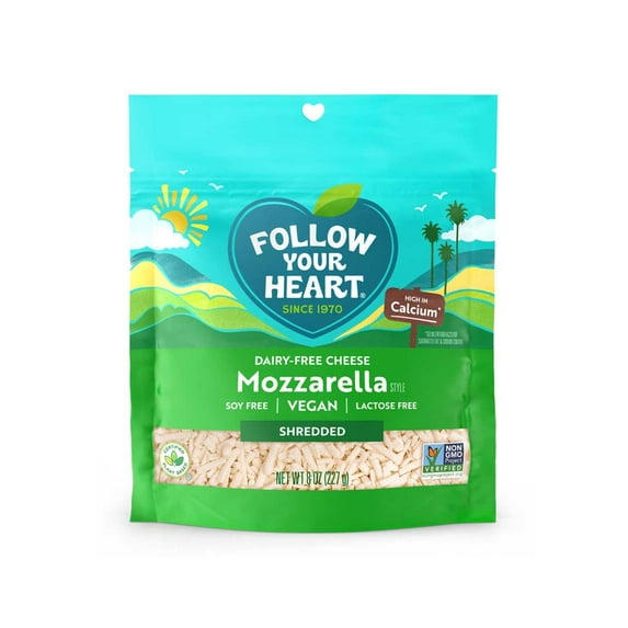 (8 Pack ) FOLLOW YOUR HEART Gourmet Shredded Cheese, Mozzarella, 8 Oz.