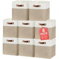8 Pack Fabric Storage Basket Storage Bin with Handles Linen Decorative
