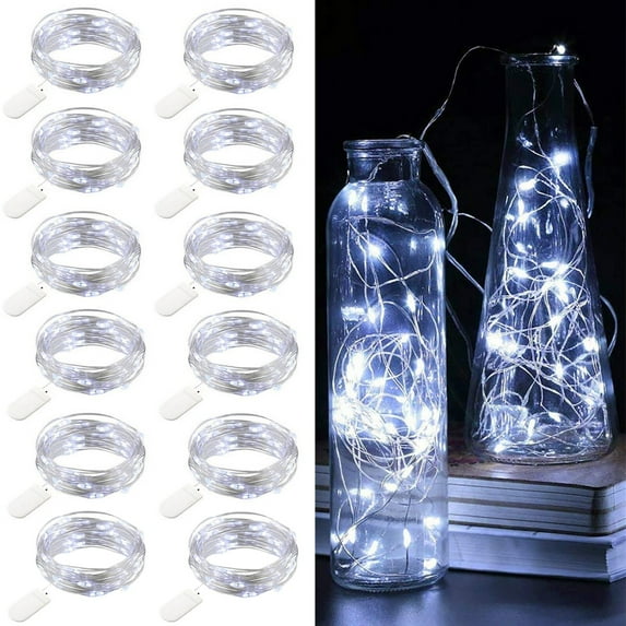 8 Pack Fairy Lights Battery Operated, 6.5ft 20 LED Flexible Silver Wire Mini String Lights for Bedroom, Wedding, Mason Jars, DIY, Crafts, Christmas Garlands, Party Decor, Cool White