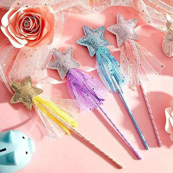 8 Pack Fairy Princess Wand for Girls, Party Favors for Kids, Dress Up Accessories, For Ages 3-14