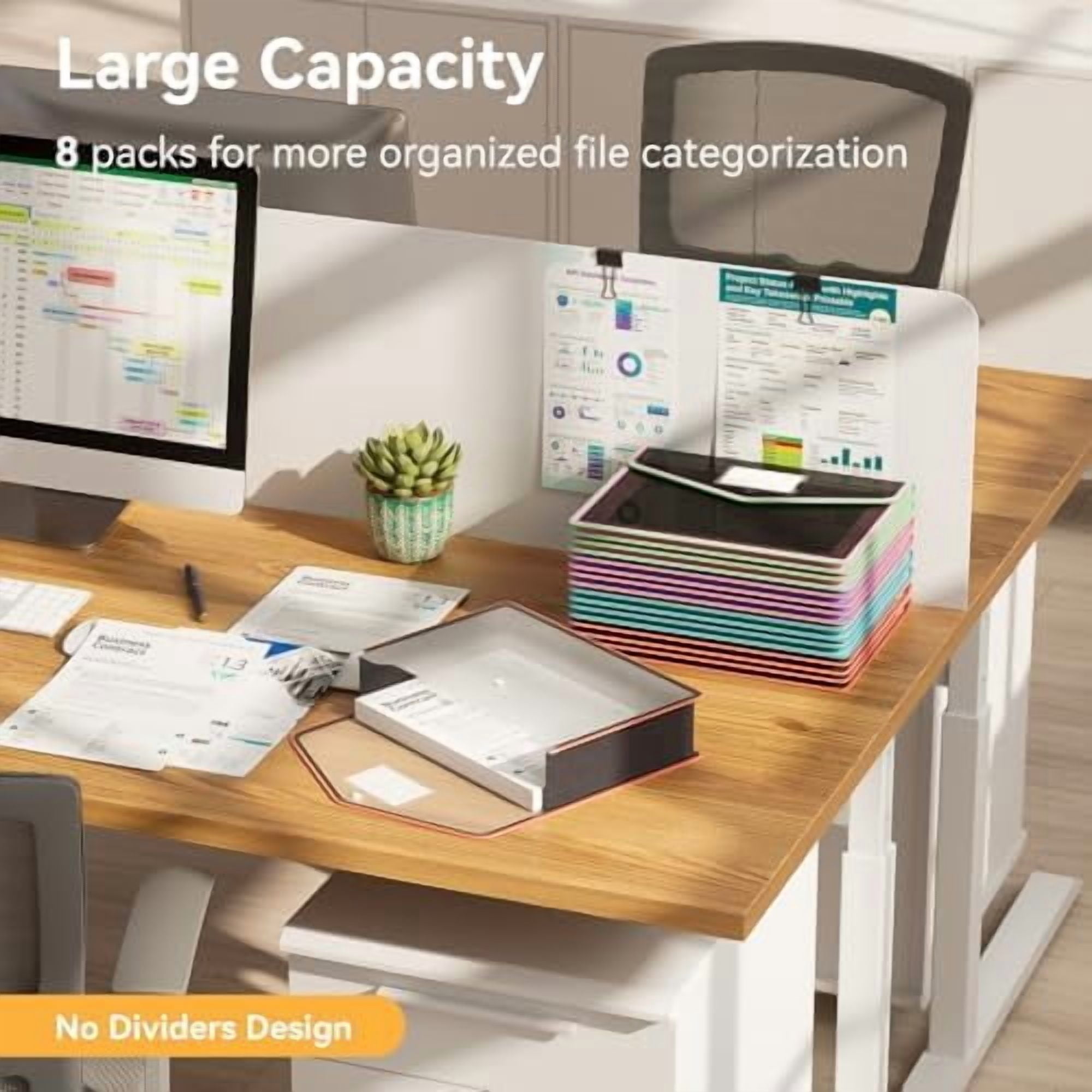 8 Pack File Folder, Large Capacity Folders for Documents, Document Folder with Snap Closure, Color-Bordered Expanding File Folders, Folder Organizer Fit Letter/A4 Size - Clear Black