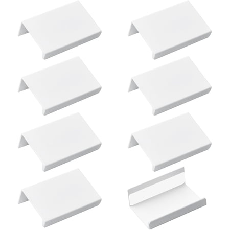 8 Pack Finger Edge Pull, Self-Stick Instant Cabinet Drawer Pulls Handle Right Angle Aluminum Alloy Invisible Wardrobe Knobs for Kitchen Bedroom Livingroom, 50mm/White