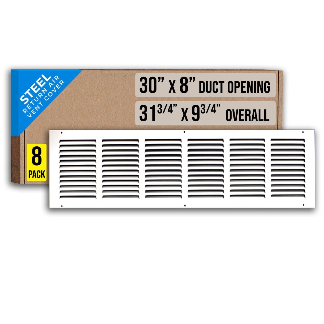 [8 Pack] Fits 30x8 Duct Opening | Steel Return Air Grille by Handua ...