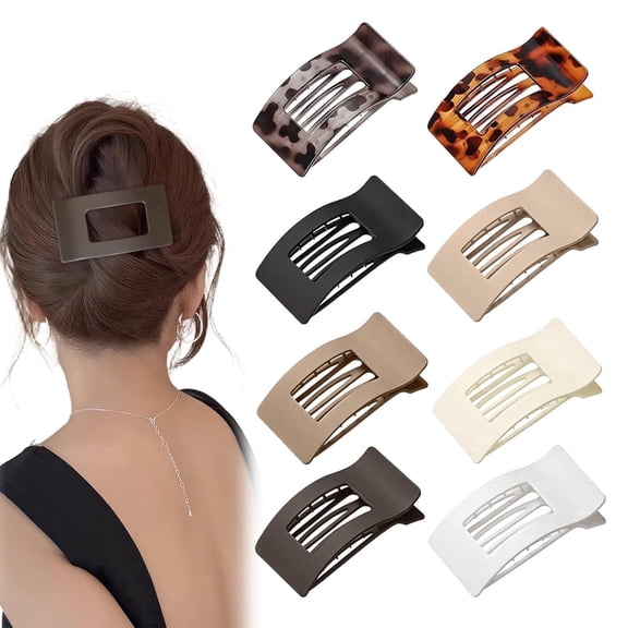 8 Pack Flat Hair Clips for Women – Large Matte Rectangle No-Slip Claw Clips, Strong Hold Hair Accessories for Thick or Thin Hair, Lay Flat Design for Work & Daily Styling