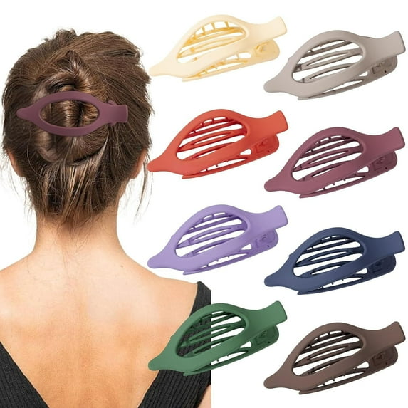 8 Pack Flat Hair Clips for Women – Matte Neutral No-Slip Flat Claw Clips for Thick & Thin Hair, Large Strong Hold Square French Lay Down Hair Accessories for Work & Stylish Fall Outfits