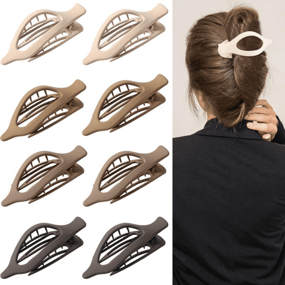 8 Pack Flat Hair Clips for Women, No Crease Flat Claw Clips, Duck Billed Lay Down Hair Barrettes Accessories