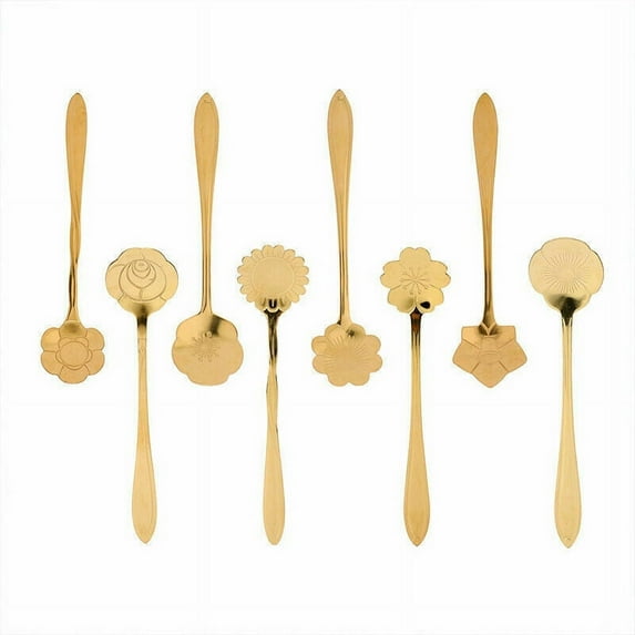 8 Pack Floral Stainless Steel Tableware Creative Flower Coffee Spoon Set