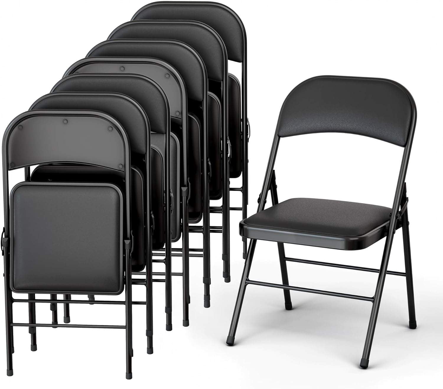 8-Pack Foldable & Stackable Steel Frame Dining Chair, 350 lbs Capacity ...