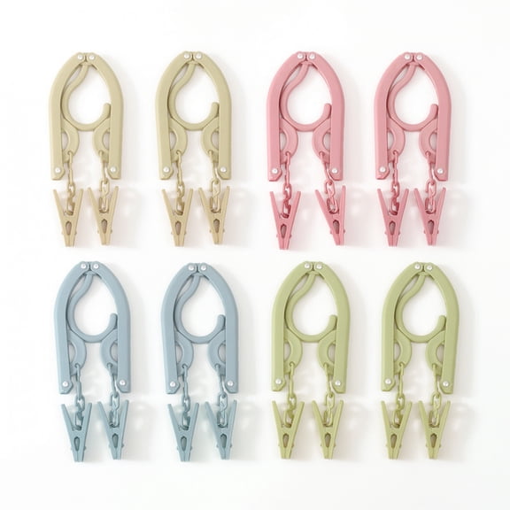 8 Pack Foldable Travel Hangers with 16 Clips, Portable Collapsible Plastic Clothes Hangers for Cruise Travel Hotel Camping Dorm Laundry