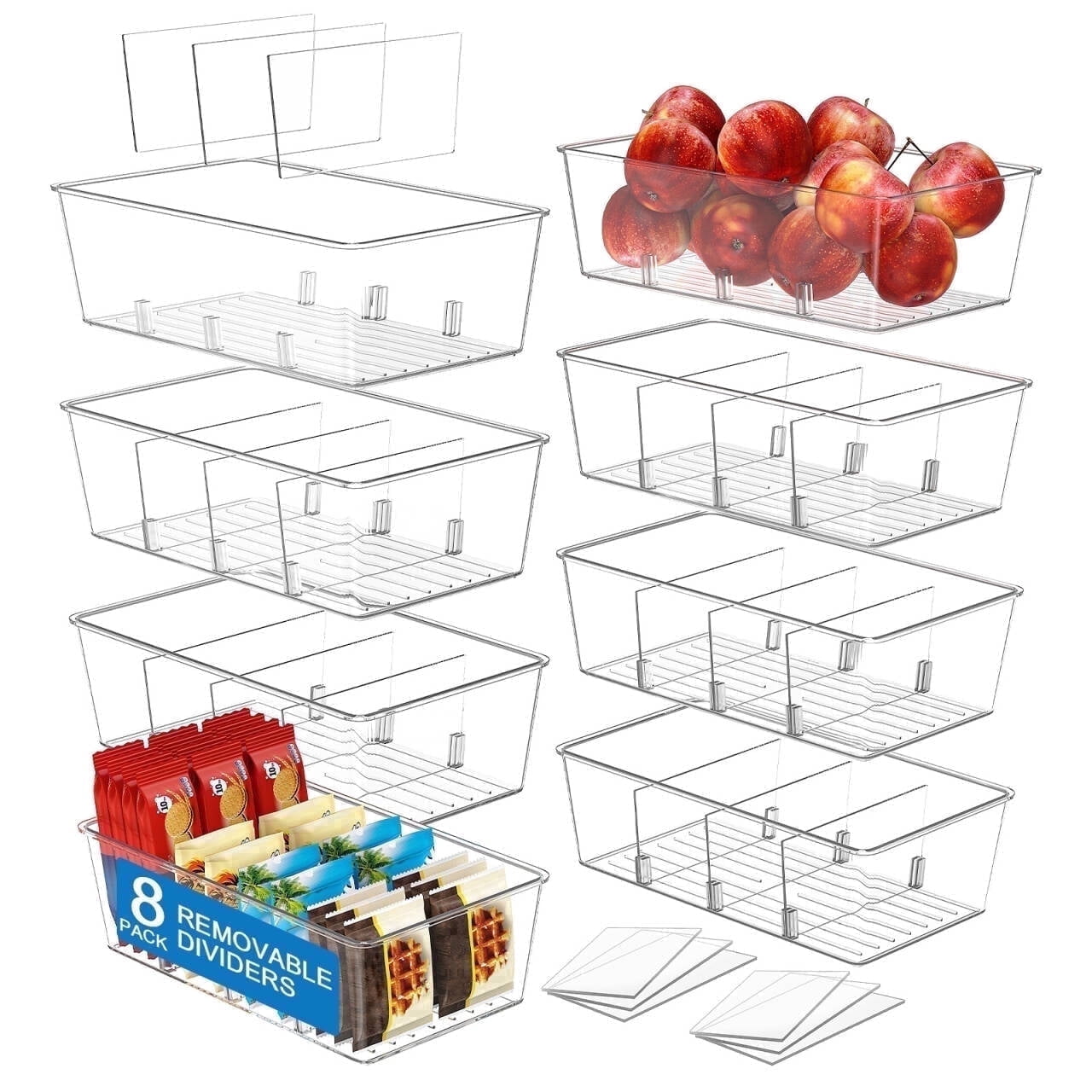 Food Packet Made In 8 Pack Food Storage Organizer Bins, Clear Plastic Bins for Pantry ...