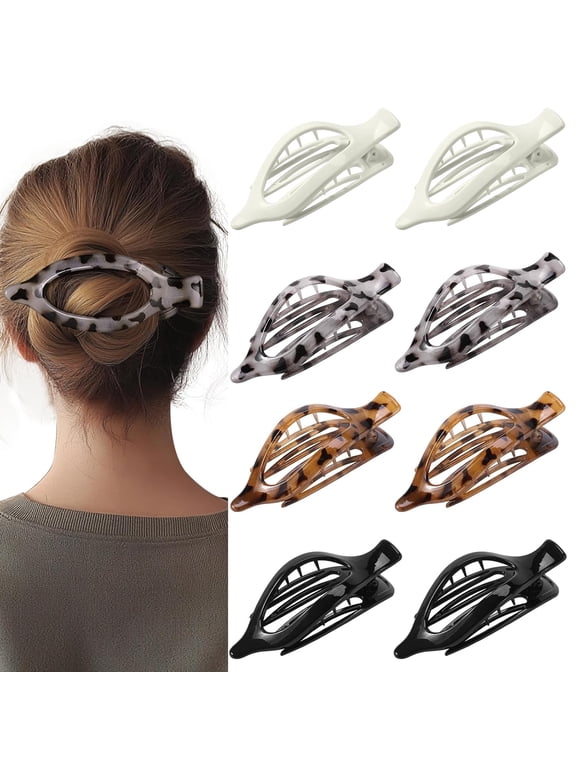 8 Pack French Flat Hair Clips for Women – Large Matte No-Slip Claw Barrettes for Thick & Thin Hair, Strong Hold Styling Accessories