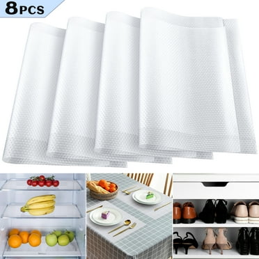 8 Pack Fridge Liner Refrigerator Shelf Liners Mats for Glass Shelves Washable, 12 x 17.7 inches