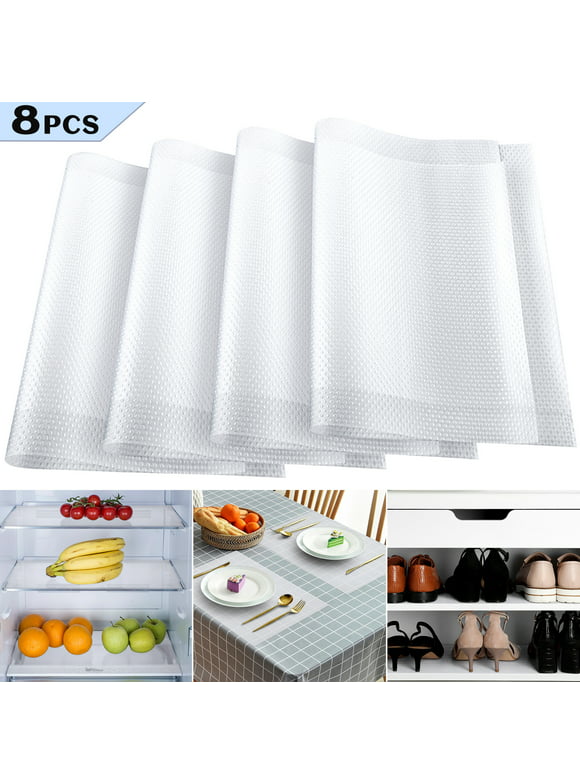 8 Pack Fridge Liner Refrigerator Shelf Liners Mats for Glass Shelves Washable, 12 x 17.7 inches