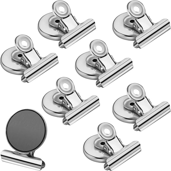 8 Pack Fridge Magnets Refrigerator Magnets Magnetic Clips Perfect for Refrigerator Whiteboard Magnets Photo Displays Home School Use Heavy Duty Magnetic Clips (Silver)