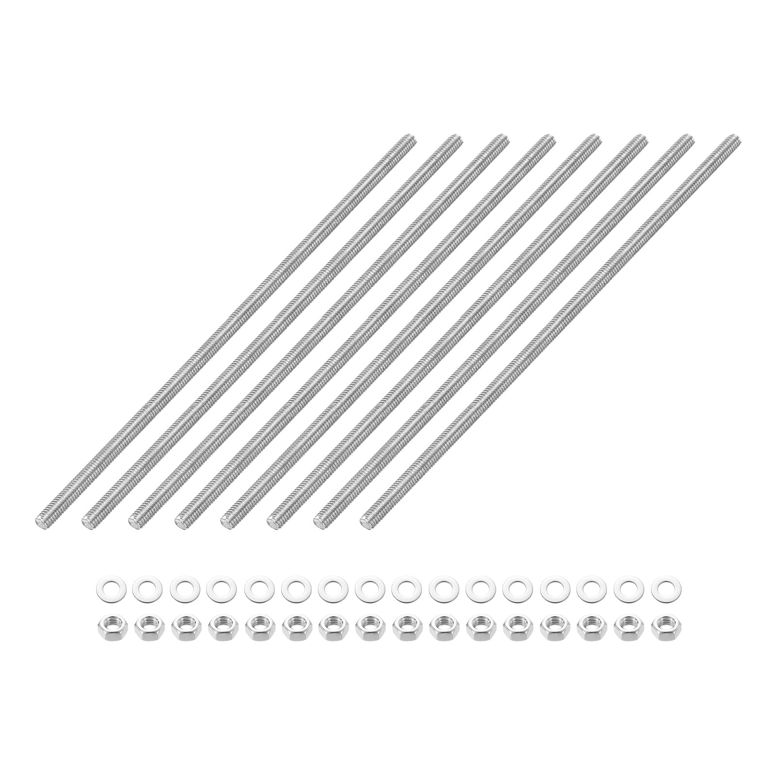 8 Pack Fully Threaded Rod, M3 x 100mm 201 Stainless Steel Right Hand ...